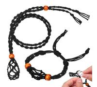 UKCOCO Lot de 2 Pochettes en Pierre Naturelle Noires pour Porte-colliers en Cristal, Cordons Tressés Ajustables, Légers et Confortables, Accessoires de Fabrication Bijoux pour Pendentifs