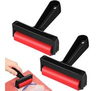 UKCOCO Lot de 2 Rouleaux Encreurs Rouges 9,5 Cm en Plastique Dur, Rouleaux de Frappe Manuels pour Peinture au Diamant, Outils Compacts pour Bricolage Artistique et Loisirs Créatifs