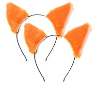 UKCOCO Lot de 2 Serrage-têtes Oreilles de Chat en Fourrure Orange, Bandeaux Peluche Doux pour Cosplay, Fête et Déguisement, Accessoires Coiffure pour Filles et Femmes, Bandeaux Oreilles