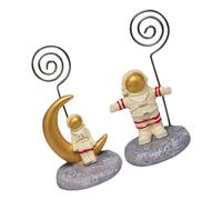 UKCOCO Lot de 2 Set de Porte-mémos Décoratifs Astronaute en Métal Doré, Clips Photo et Notes pour Bureau, Support Multifonction pour Décoration de Table, Fête, Mariage et Organisation