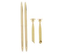 UKCOCO Lot de 2 Sets de Stylos à Bille Dorés en Métal avec Support Pointe 0,5 Mm Stylo de Signature pour Invités pour Mariage Bureau et Hôtel Fournitures D’écriture Élégantes