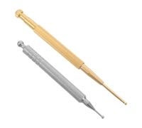 UKCOCO Lot de 2 stylos de réflexologie en métal, sondes d'acupuncture | Stylo sonde à double embout à ressort pour acupuncture auriculaire et corporelle, acier inoxydable et laiton, rétractable