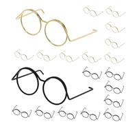 UKCOCO Lot de 20 Mini Lunettes Métalliques Rondes pour Poupées Garçon Et Filles, 3,6x2,5 Cm, Montures Factices Dorées Et Noires pour Loisirs Créatifs, Accessoires Compatibles Costumes Et Déguisements