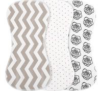 UKCOCO Lot de 3 Bavoirs en Coton 100% Pur, Absorbants et Réutilisables, Taille Unique, Protection Épaule, pour Repas et Allaitement, Usage Quotidien Bébé et Garçon et Plusieurs styles