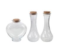 UKCOCO Lot de 3 Bocaux en Verre de Cœur pour Cérémonie de Mariage, Accessoire Élégant et Romantique avec Couvercle en Bois, Souvenir Mariage DIY