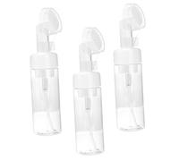 UKCOCO Lot de 3 Bouteilles Pompe Moussante 150ml Transparentes Tête de Brosse Amovible, Distributeur de Savonnette Portable Rechargeable pour Voyage et Soin Corporel
