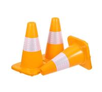 UKCOCO Lot de 3 Cônes de Signalisation Routière 30 CM Jaune avec Bande Réfléchissante Cônes de Chantier Légers et Empilables pour Barrages Routiers et Sécurité Extérieure