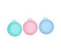 UKCOCO Lot De 3 Couvercles De Boîtes Alimentaires pour Animaux en Silicone Souple, Hermétiques Et Réutilisables, Tailles Universelles, Adaptés à La Conservation Au Réfrigérateur pour Chiens Et Chats