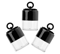 UKCOCO Lot de 3 Étuis à Poudre Rechargeables 10 G avec Houppette Noire, Boîte Compacte pour Maquillage Voyage et Retouches, Récipient Poudre Corps Portable