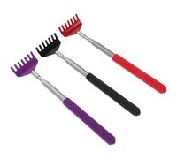 UKCOCO Lot de 3 Gratte-dos Télescopiques Manuels en Métal à 7 Dents - Masseur de Dos Portable Extensible pour Adultes et Seniors, Poignée Ergonomique, Couleurs Noir, Rouge et Violet,
