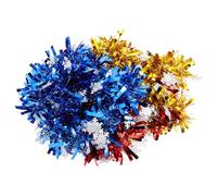 UKCOCO Lot de 3 Guirlandes Décoratives de Noël 1,8 M en Rubans Rouge, Or et Bleu Étoiles à Cinq Branches, Décoration Festive pour Sapin de Noël, Fêtes et Intérieur Extérieur