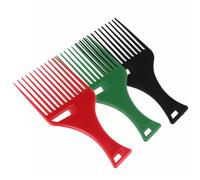 UKCOCO Lot de 3 Peignes à Fourche en Plastique Pp Résistant Haute Température, Couleurs Noir Vert Rouge, Dents Larges Ergonomiques pour Cheveux Afro Bouclés, Outil de Coiffure