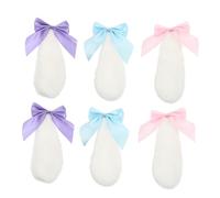 UKCOCO Lot de 3 Pinces à Cheveux Oreilles de Lapin en Peluche avec Nœud, Accessoires Cheveux Fête Fille, Peluche Douce, Couleurs Pastel, Taille Moyenne, Style Lolita pour Usage Quotidien
