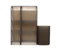 UKCOCO Lot de 3 Porte-pinceaux Transparents Gris, Petits et Grands Formats, Organisateur de Bureau Multi-usages, Support Insertion Oblique, Rangement Maquillage pour Maison et Bureau