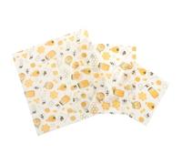 UKCOCO Lot de 3 Tissus de Conservation Réutilisables la Cire D'abeille Naturelle, Emballage Alimentaire Écologique, Motif Miel, pour Fruits, Légumes et Sandwichs, Cuisine et Stockage