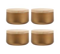 UKCOCO Lot de 4 Boîtes à Bougies en Fer-Blanc 8 Oz Couvercles Effet Bois, Boîtes Scellées pour Fabrication de Bougies Artisanales, Rangement Thé et Bijoux, Coffrets Universels pour Usage
