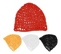 UKCOCO Lot de 4 Bonnets en Filet Crocheté pour Dormir Foulard en Filet Réutilisable Protection Capillaire Respirante en Fibre Élastique Couleurs Mandarine Jaune Blanc et Noir