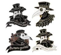 UKCOCO Lot de 4 Broches Oiseaux Punk Corbeau en Goutte D’Huile Style Docteur Peste Badges à Huile Colorés pour Costumes et Vêtements Accessoires Amusants et Décoratifs