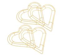 UKCOCO Lot de 4 Couronnes en Fer Doré de Cœur 35 Cm - Cercles Muraux pour Décoration DIY Saint-Valentin, Mariage et Noël, Base Stable pour Guirlande de Fleur à Suspendre