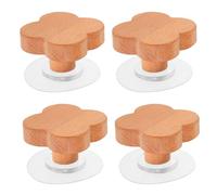 UKCOCO Lot de 4 Crochets Muraux en Bois Massif Hêtre Patères Murales sans Perçage Design Fleur à 4 Pétales pour Rangement Vêtements et Serviettes à la Maison