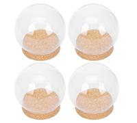UKCOCO Lot de 4 Dômes en Verre Transparent Bouchon en Liège, Diamètre 10 Cm, pour Fleurs Préservées, Décoration Intérieure, Vitrine Créative et Accessoires Décoratifs pour Maison et Fête