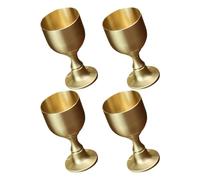 UKCOCO Lot De 4 Gobelets à Vin Médiévaux En Laiton 5,5 Cm De Haut, Coupes Vintage Tige Haute, Décorations De Fête Et Cérémonies, Gobelets Multifonctions Rétro Pour Usage Quotidien