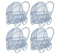 UKCOCO Lot de 4 Mini Poussettes pour Poupée en Fer Forgé Bleu Ciel Taille Moyenne 9X55X8 CM Accessoire Décoratif Réaliste pour Maison de Poupée et Jeu D’Imitation Garçon et Filles