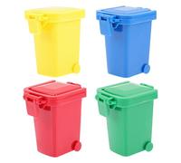 UKCOCO Lot de 4 Petites Poubelles Jouets à Pousser pour Garçon et Filles, Plastique Coloré, Couvercle Rabattable et roulettes, Éducatif pour Tri des Déchets et Éveil Sensoriel, pour Bébé
