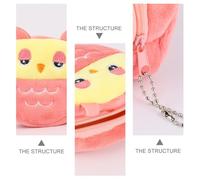 UKCOCO Lot de 4 Porte-Monnaie en Peluche Cartoon, Petite Taille, Motifs Shushu Ours Timide, Hibou Rouge, Panda Bleu et Grenouille, Paquet à Main Doux pour Femme, Portefeuille Pratique