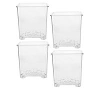 UKCOCO Lot de 4 Pots en Acrylique Transparents pour Orchidées, Jardinières Carrées Système de Rétention d'eau, Culture Transplantation