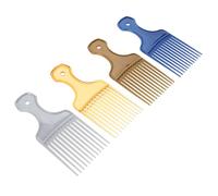 UKCOCO Lot de 4 Set de Peignes à Dents Larges pour Cheveux Bouclés, en Plastique Solide, Couleurs Noir Bleu Roi Argenté Or, Outil de Coiffure Professionnel pour Démêler, Coiffer et Créer