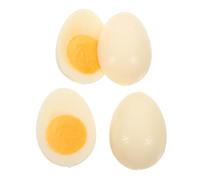 UKCOCO Lot de 4 Œufs Durs Artificiels en PVC Réalistes, Demi-œufs Mollets sans Couvercle, Modèles Alimentaires Cuisine, Accessoires de Faux Œufs pour Jeu de Rôle et Décoration Culinaire