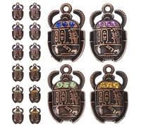 UKCOCO Lot de 48 breloques scarabées égyptiens avec strass - Pendentifs anciens en forme de scarabée pour bracelets, colliers vintage, ornements en alliage de cristal, perles en vrac à faire