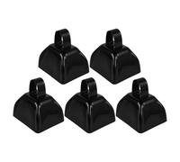 UKCOCO Lot de 5 cloches à vache avec poignée, noires, pour événements | Cloches à main pour percussions sportives - Petite cloche de 7,6 cm (3 pouces) au son puissant, idéale pour les matchs de