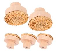 UKCOCO Lot de 5 Crochets Muraux en Rotin Naturel Tissé, Patères Rustiques Rondes pour Vêtements et Paquet, Supports Suspendre Polyvalents pour Décoration Intérieure et Rangement Maison