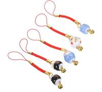 UKCOCO Lot de 5 Pendentifs Chat en Céramique Clochettes, Lanières pour Téléphone et Clé, Ornement Suspendu Décoratif Chanceux, Accessoires Charmants pour Smartphone et Style Aléatoire
