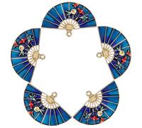 UKCOCO Lot de 5 Pendentifs Éventail Chinois en Alliage Doré 16k, Accessoires de Bricolage pour Coiffure Féminine, Breloques Rétro pour Création Diy, Présent Fête Traditionnelle,