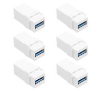 UKCOCO Lot de 6 adaptateurs USB 3.0 Keystone Femelle-Femelle | Compatible avec le module mural AMP, insert de port Keystone standard, installation murale, connexion haut débit, coupleur