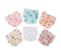 UKCOCO Lot de 6 Culottes D’apprentissage Bébé Réutilisables à Boutons-pression Réglables, Couches Lavables en Tissu Respirant, Motifs Colorés, Taille Ajustable pour Confort Prolongé