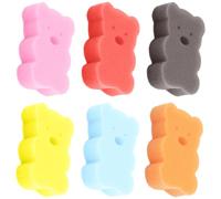UKCOCO Lot de 6 Éponges de Bain pour Bébé Motif Ours en Peluche, Couleurs Mixtes, Éponges Corporelles Douces et Exfoliantes, Accessoires de Bain Pratiques pour Toilette et Quotidienne