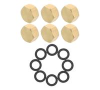 UKCOCO Lot de 6 Sets de Bouchons Hexagonaux en Laiton 3/8 avec Joint en Caoutchouc Bouchons pour Tuyau d'Arrosage Filetés Protection Anti-Fuite pour Plomberie Extérieure et Radiateur