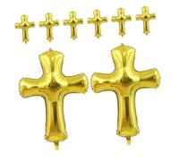 UKCOCO Lot De 8 Ballons En Aluminium Dorés En Forme De Croix Pour Baptême Communion