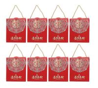 UKCOCO Lot de 8 Boîtes à Bonbons en Carton de Style Chinois, Format Moyen-petit, Emballage Portable Orné de Pompons Festifs, Pochette D’emballage Pratique pour Présents Mariage,