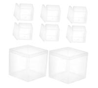 UKCOCO Lot de 8 Boîtes Carrées en Acrylique Transparent 6,5 X 6,5 X 6,5 Cm 210 Ml avec Couvercle Hermétique, Mini Boîtes à Dragées et Bonbons pour Mariage, Rangement et Présentation