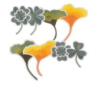 UKCOCO Lot de 8 Écussons Autocollants Brodés en Tissu Polyester Dégradé Couleur, Feuilles de Ginkgo et Trèfle, Patchs Thermocollants Auto-adhésifs pour Vêtements, Paquet et Chaussures,