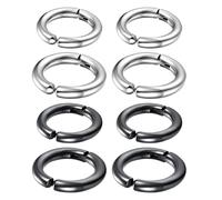 UKCOCO Lot de 8 Set de Boucles D'oreilles Manchette Rondes sans Perçage, Clips D'oreille Non Percé en Acier Inoxydable, 12mm et 10mm, Noir et Acier, Unisexes, Confortables