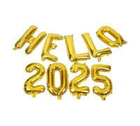 UKCOCO Lot de Ballons en Aluminium Doré «Bonjour 2025» Ballons Décoratifs pour Fête du Nouvel An 2025 Accessoires de Fête Polyvalents pour Anniversaires et Célébrations Décoration