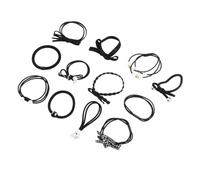 UKCOCO Lot De Élastiques à Cheveux Avec Perles Imitation Très Élastiques Pour Queue De Cheval Noir