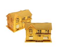 UKCOCO Maison de Luxe pour Offrandes Funéraires en Plastique Doré, Lot de 2 Maisons Sacrificielles pour Ancêtres, Accessoires Rituels Traditionnels Festival des Fantômes Affamés,