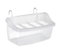 UKCOCO Mangeoire à Oiseaux Anti-gaspillage en Plastique Solide, 4 Compartiments Fil Métallique, pour Cage Intérieure, Adaptée Perroquets et Petits Oiseaux